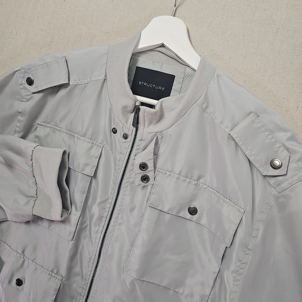 Structure Utility Bomber Mens XXL Gray Lightweight Utility Jacket Chore Coat NWT